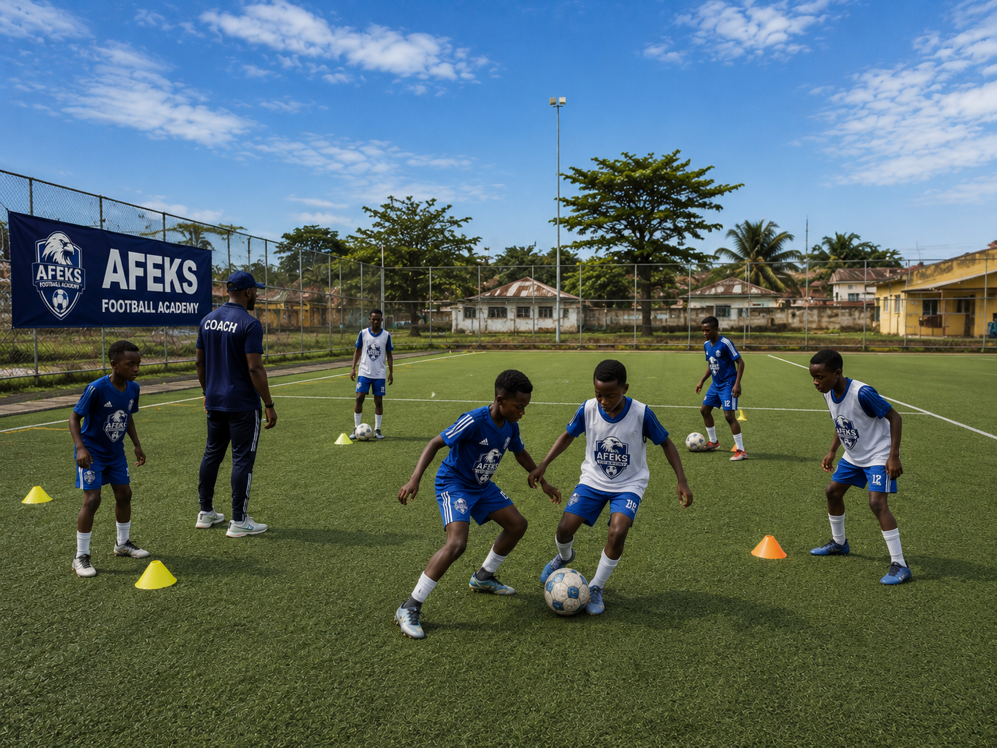 Young AFEKS Football Academy players developing their football skills
